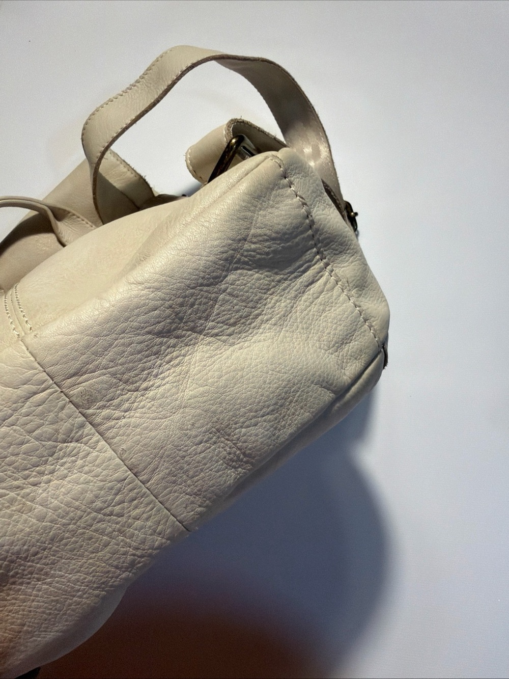 American Leather Co Liberty Small Backpack Cream Soft Leather Bag - Picture 8 of 14